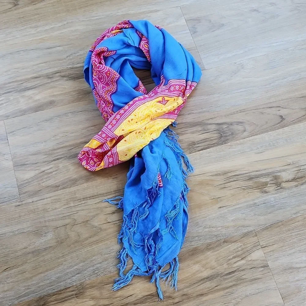 🔺️Blue, Pink, & Yellow Floral Print Scarf/Wrap